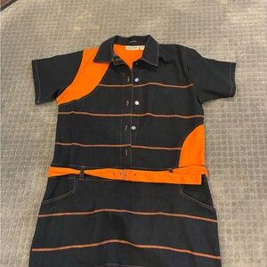 Vintage Jean Short-Sleeve Button Polo Dress